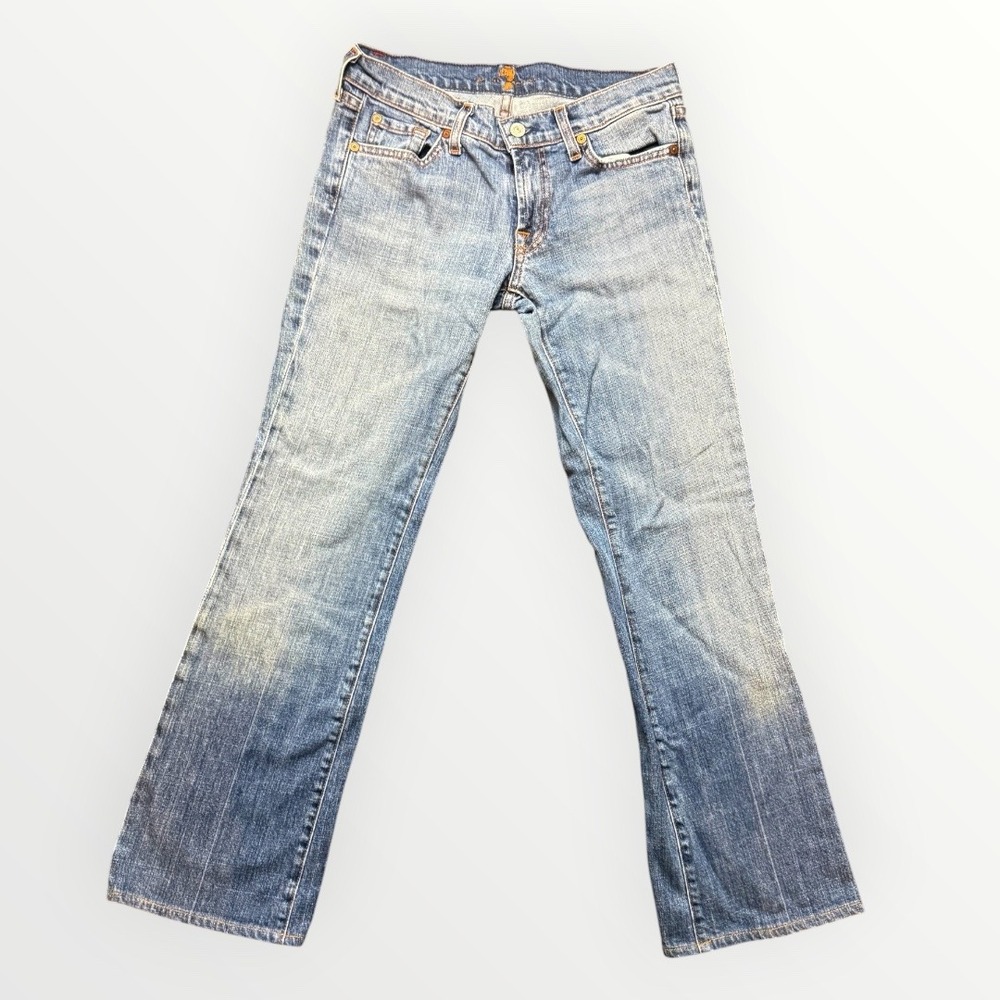7 For All Mankind A Pocket Bootcut Jeans Light Wash Blue Denim Y2K Size 28